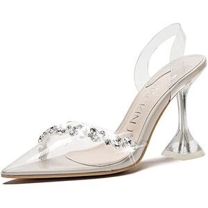 Mackin J 188-7 Clear Heel Slip On Slingback Pointed Toe Sandal, Size 7 MSRP $189